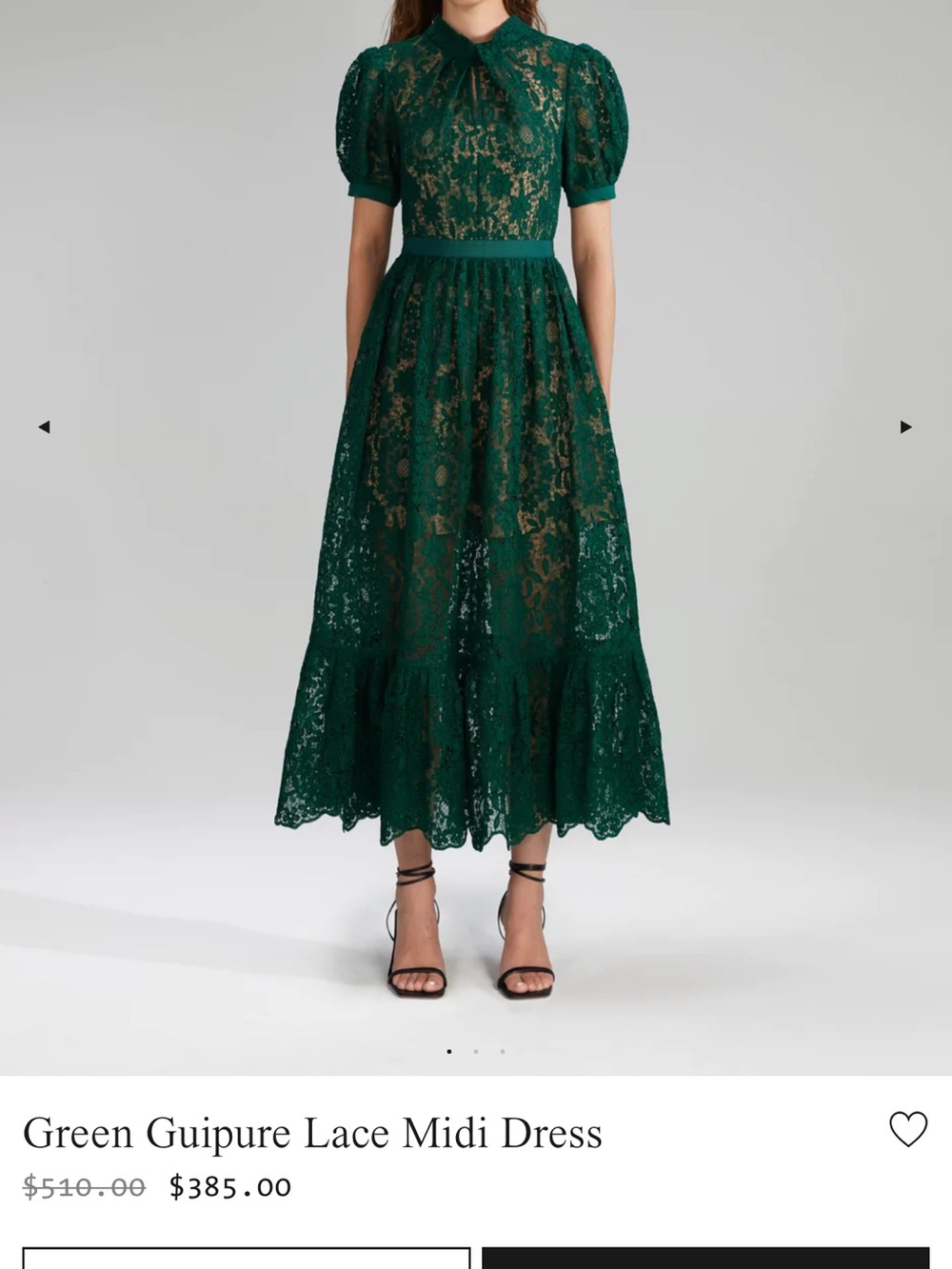 Self-Portrait Forest Green Guipure Lace Midi Dress - Picture 1 of 1